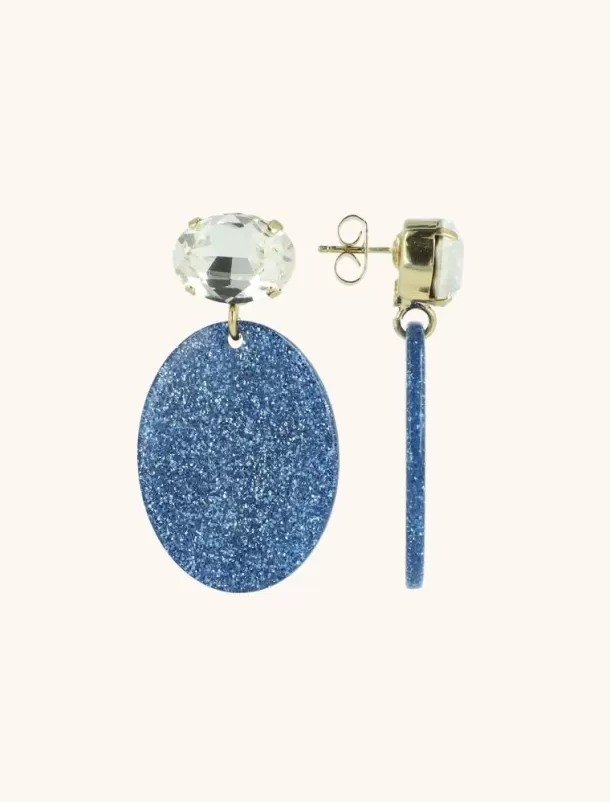 Shop Blauwe Glitter Oorbellen Celia Crystal Ovaal S Resin