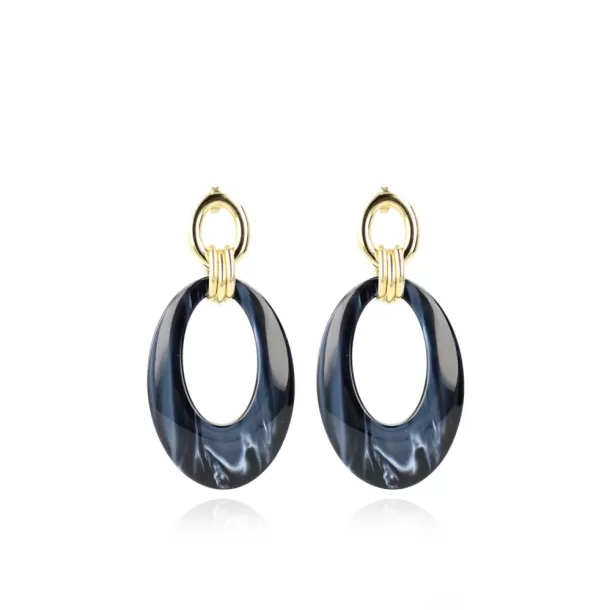 Clearance Blauwe Oorbel Nemea Open Oval L Resin