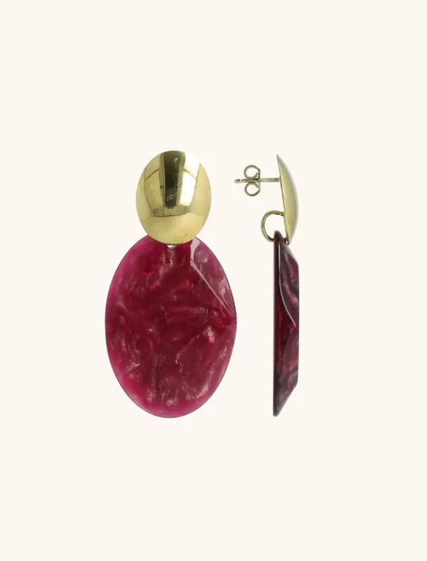 New Bordeaux Oorbellen Simone Ovaal Rock M Resin