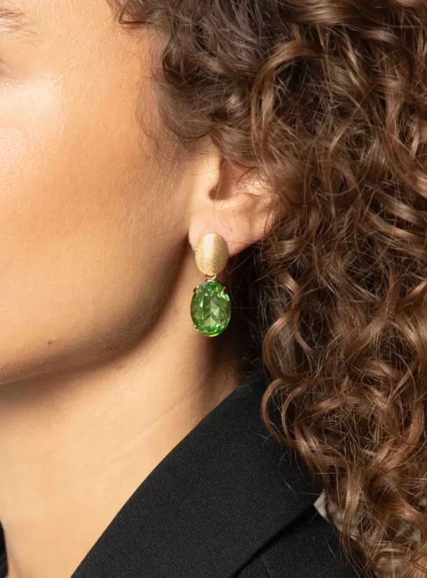 Online Daan Oorbellen Ovaal Strass Pendant M Peridot Strass