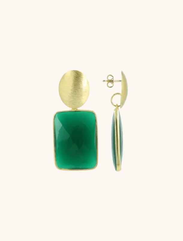 Shop Donker Groene Oorbellen Jane Vierkant Quartz