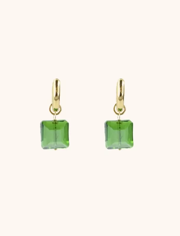 Hot Farah Quartz Square Green S Oorbellen Quartz