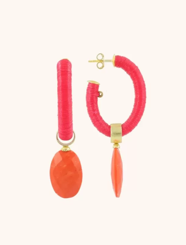 Sale Fel Roze Oorbellen Evy Creool Ovaal M Oranje Silk