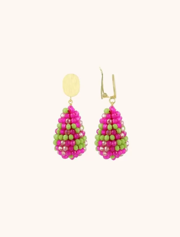 Fashion Fuchsia Lime Oorbellen Amy Cone S Clip Clip Oorbellen