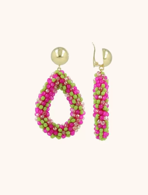 Online Fuchsia Lime Oorbellen Berry Druppel L Clip Clip Oorbellen