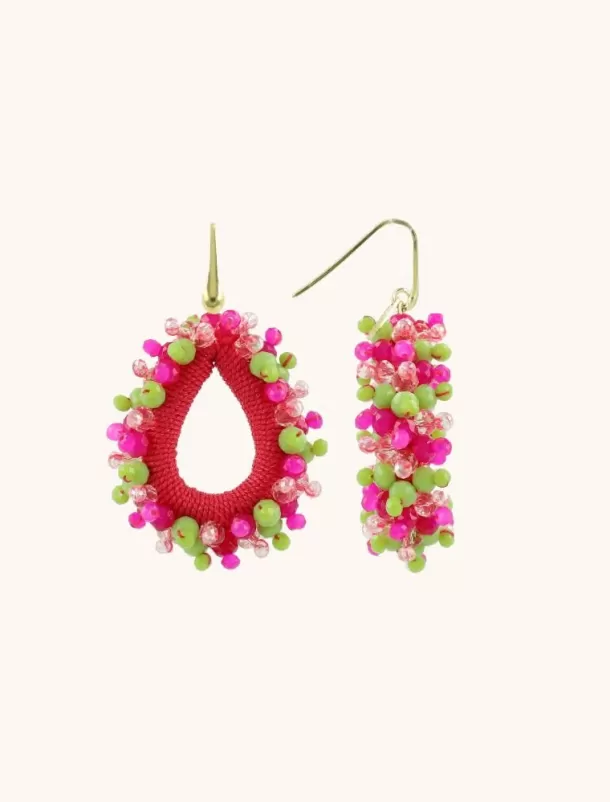 Cheap Fuchsia Lime Oorbellen Carina Urchin Druppel M Glassberry