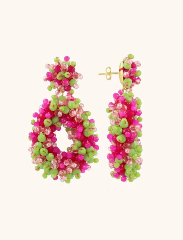 Shop Fuchsia Lime Oorbellen Dolly Hoop Glassberry