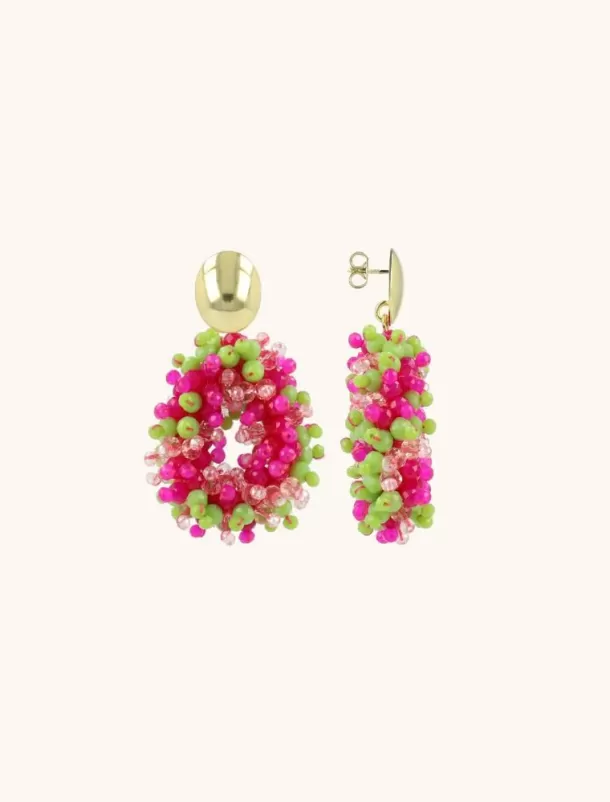 Discount Fuchsia Lime Oorbellen Louise Druppel S Double Stones Glassberry