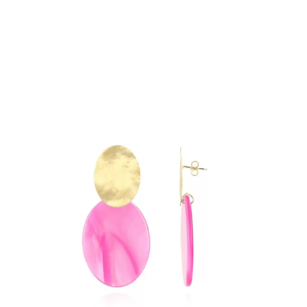 Shop Fuchsia Oorbellen Celia Oval S Resin