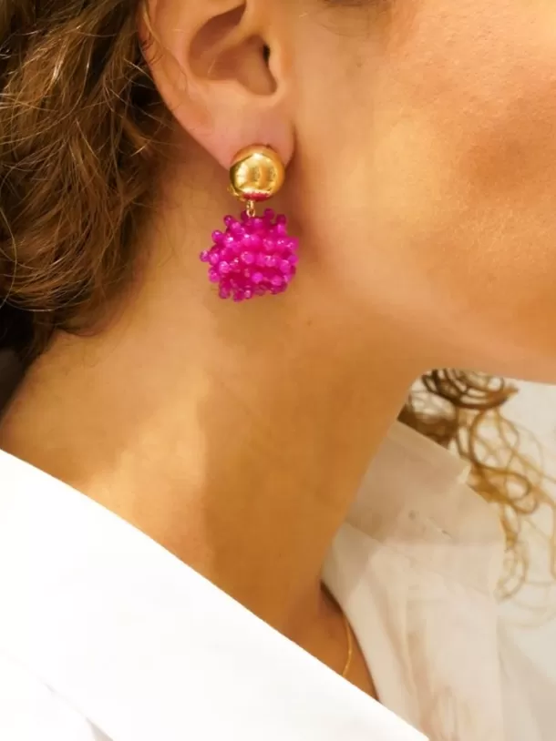Sale Fuchsia Oorbellen Clip Louise Glassberry Globe S Double Stones Tonal Clip Oorbellen