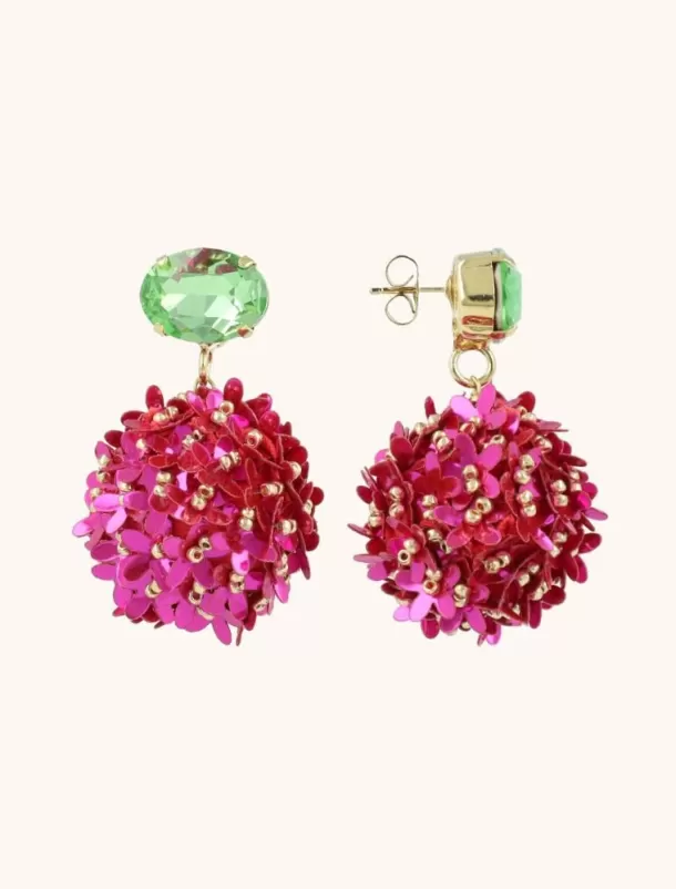 Shop Fuchsia Oorbellen Daisy Globe L Flower Strass Sequin