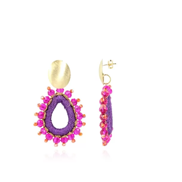 Fashion Fuchsia Oorbellen Flo Urchin Drop M Glassberry