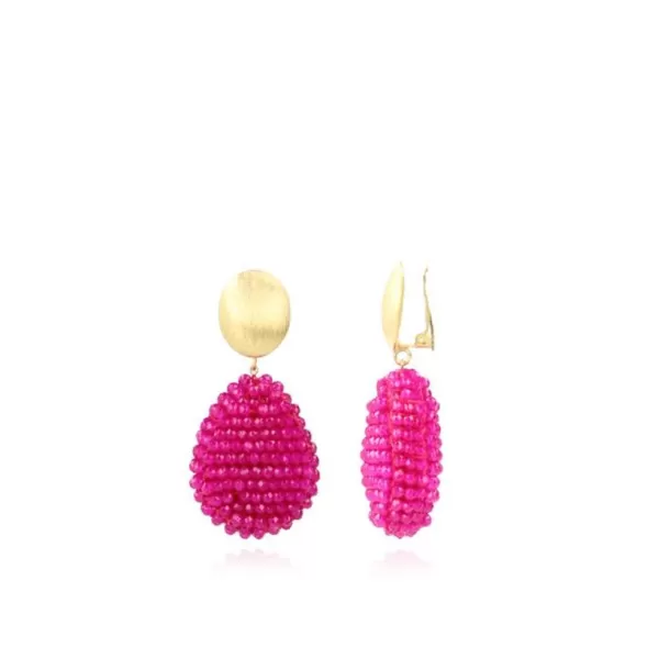 Best Sale Fuchsia Oorbellen Loulou Closed Drop M Clip Clip Oorbellen