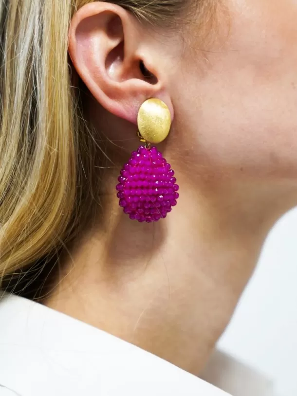 Best Sale Fuchsia Oorbellen Loulou Closed Drop M Clip Clip Oorbellen