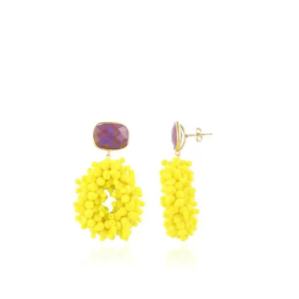 Outlet Gele Oorbellen Louise Glassberry Druppel S Double Stones Tonal Quartz Glassberry
