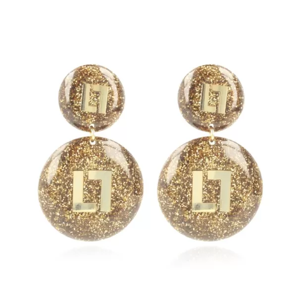 Flash Sale Gouden Glitter Oorbellen Larissa Logo Resin