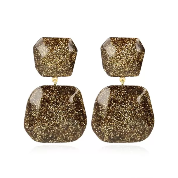 Store Gouden Glitter Oorbellen Lyra Statement Double Resin