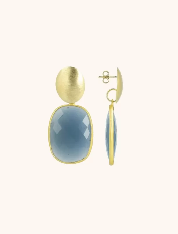 Shop Grijs Blauwe Oorbellen Jane Vierkant Quartz