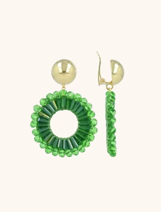 Cheap Groene Oorbellen Ann-Mary Cirkel Dubbel Clip Clip Oorbellen