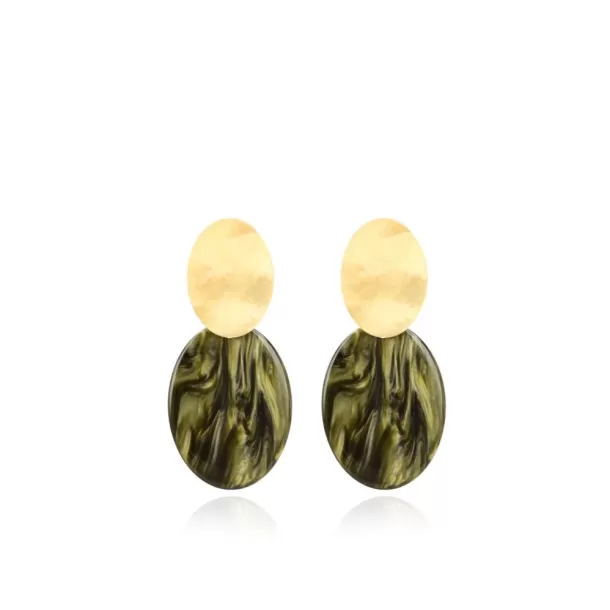 Shop Groene Oorbellen Celia Closed Oval S Resin