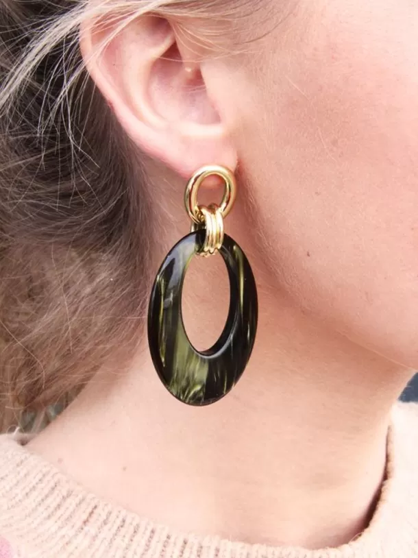 Best Sale Groene Oorbellen Nemea Teardrop L Luxe Resin