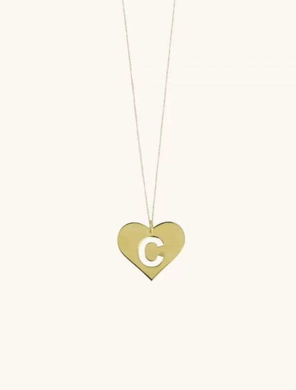 Store Ketting Initial Pendant Hart Goud Kettingen