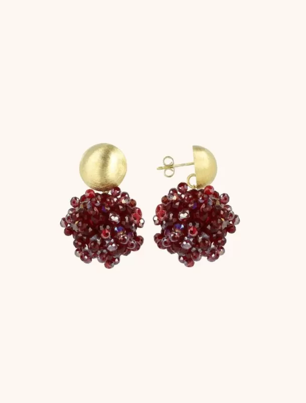 Outlet Metallic Bordeaux Mixed Oorbellen Jacky Double Stones Globe S Winter Collectie