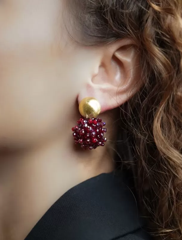 Outlet Metallic Bordeaux Mixed Oorbellen Jacky Double Stones Globe S Winter Collectie