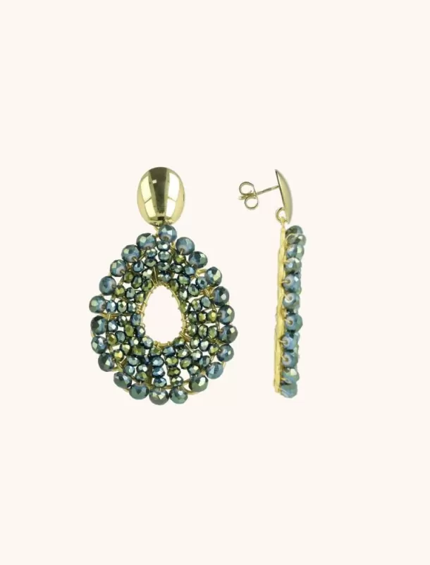 Shop Metallic Groene Oorbellen Babs Open Drop S Glassberry