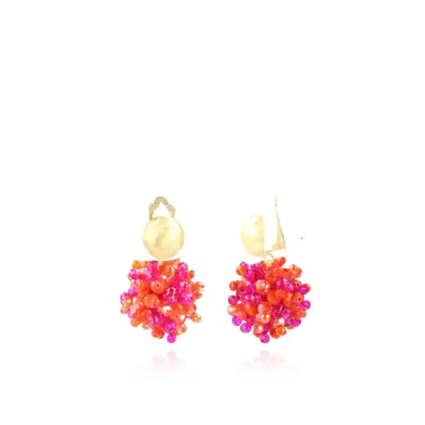 Outlet Mixed Fuchsia Oorbellen Clip Louise Glassberry Globe S Double Stones Tonal Clip Oorbellen