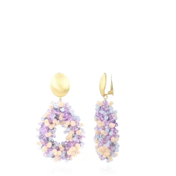 Sale Mixed Paars Oorbellen Clip Louise Glassberry Druppel L Double Stones Tonal Clip Oorbellen