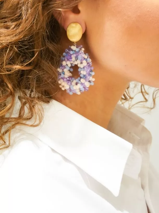 Sale Mixed Paars Oorbellen Clip Louise Glassberry Druppel L Double Stones Tonal Clip Oorbellen