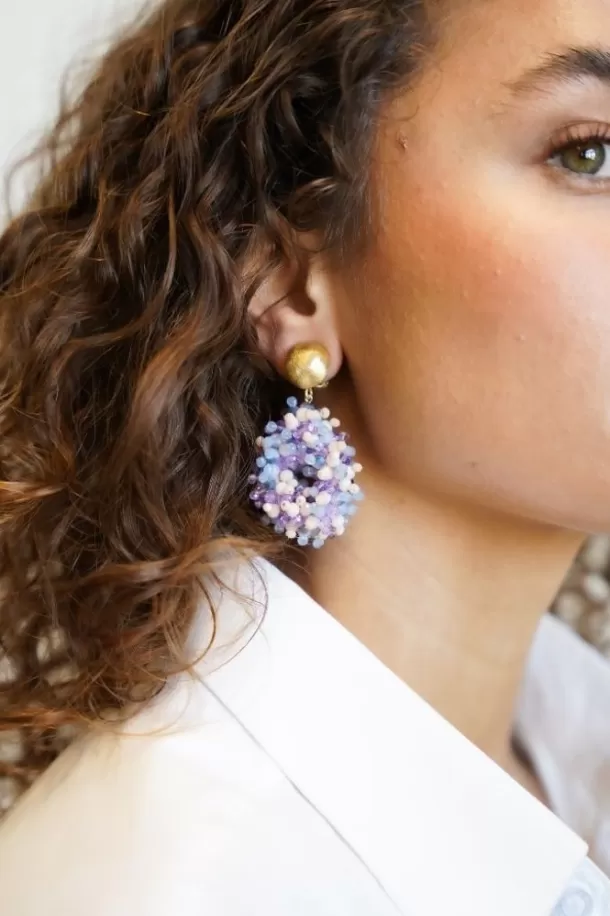 Outlet Mixed Paars Oorbellen Clip Louise Glassberry Druppel S Double Stones Tonal Clip Oorbellen