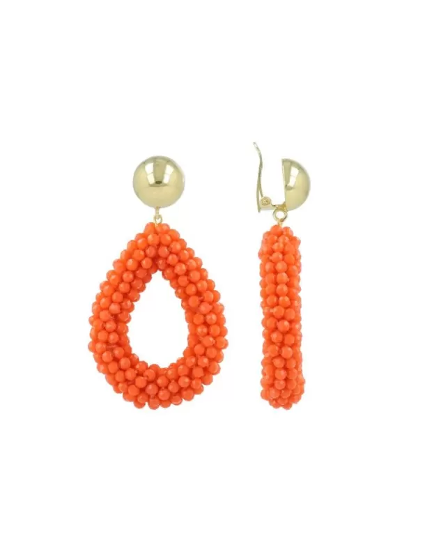 Best Sale Oranje Oorbellen Berry Druppel L Clip Clip Oorbellen