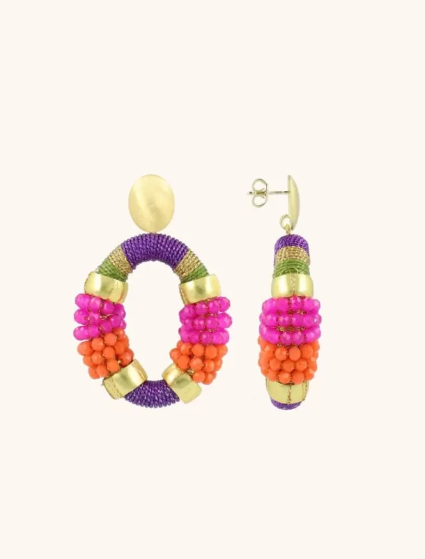 Shop Paarse Fuchsia Oorbellen Caroline Ovaal M Premium Glassberry