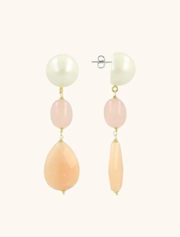 Best Roze En Peach Parel Oorbellen Ronde Druppel L Met Ovoid Bruids Oorbellen