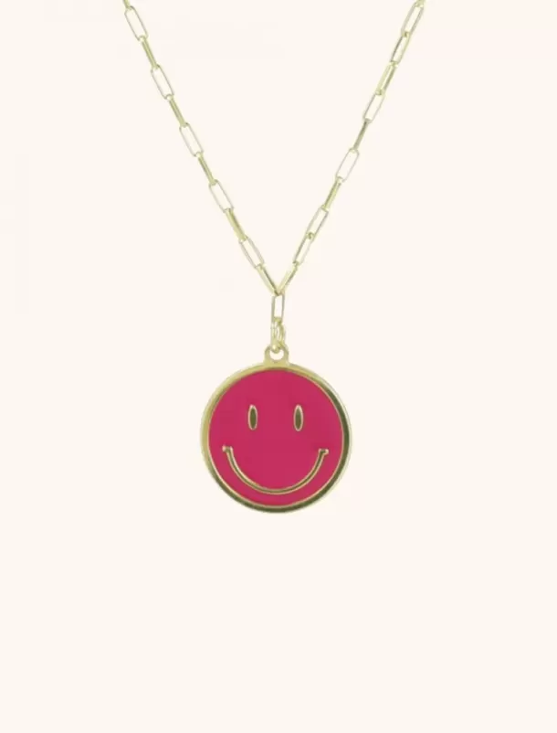 Hot Smiley Ketting Emaille Fuchsia Kettingen