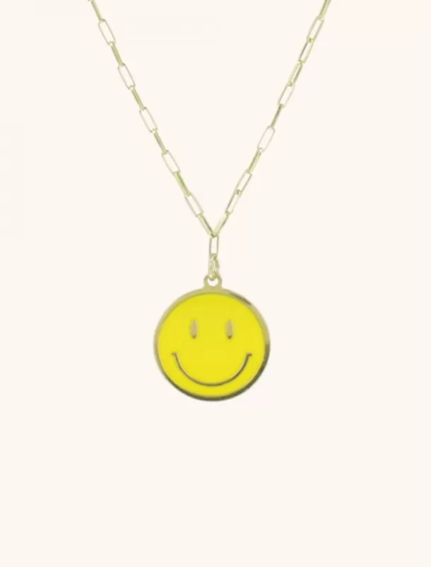 Shop Smiley Ketting Emaille Geel Kettingen