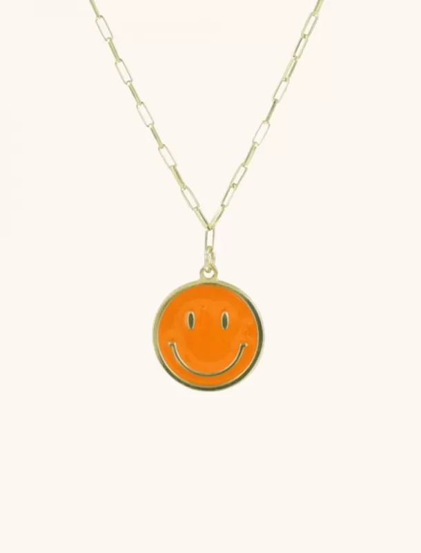 Cheap Smiley Ketting Emaille Oranje Kettingen