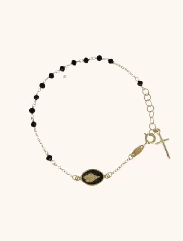 Best Symbool Armband Rosary Cross And Mary Zwart Armbanden