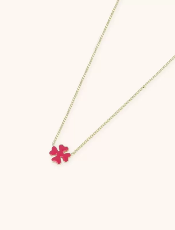 Cheap Symbool Ketting Klaver Fuchsia Kettingen