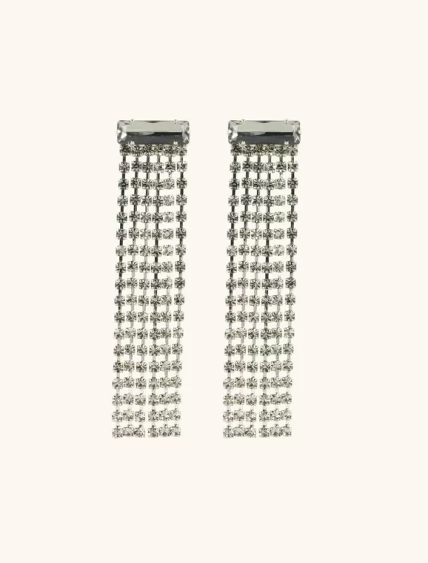 Store Veronique Oorbellen Baguette Waterval L Zwarte Diamant Strass