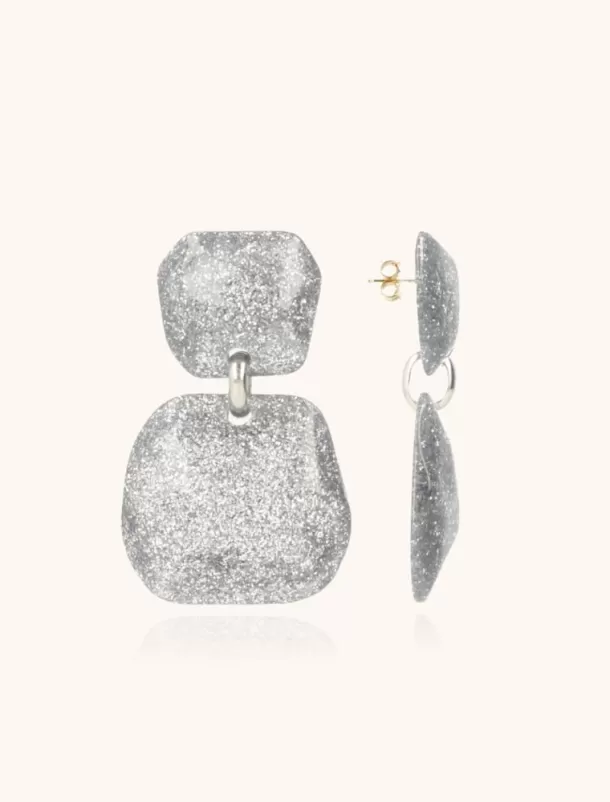 Store Zilveren Glitter Oorbellen Lyra Double Statement Resin