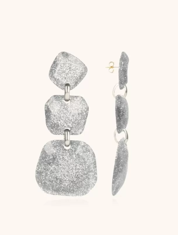 Best Sale Zilveren Glitter Oorbellen Lyra Triple Statement Resin