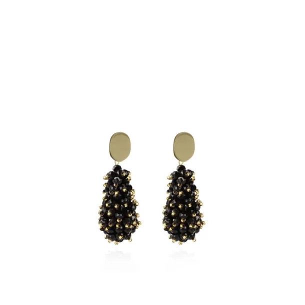 Hot Zwart Gouden Oorbellen Glassberry Cone Double Stones Glassberry